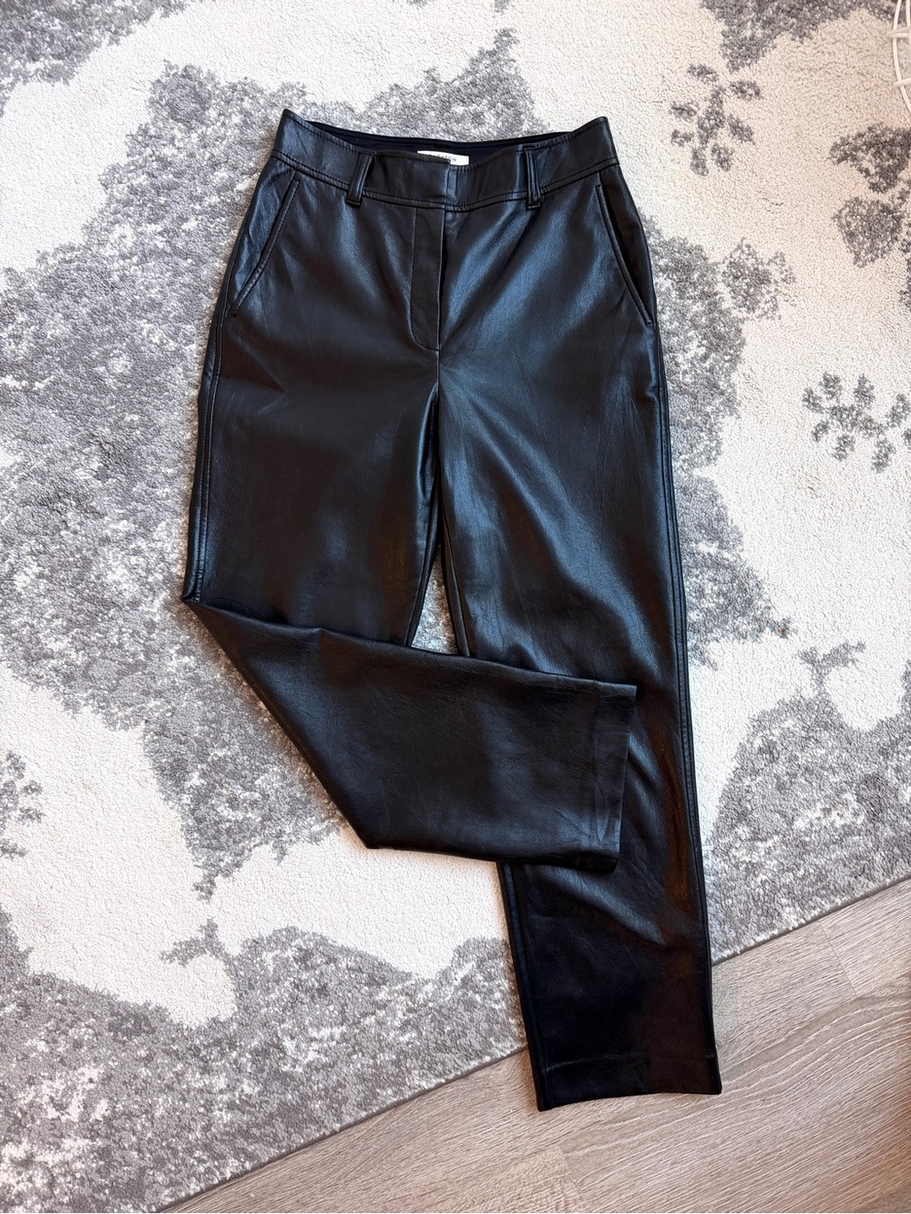 Aritzia Babaton Black Faux Leather Trousers